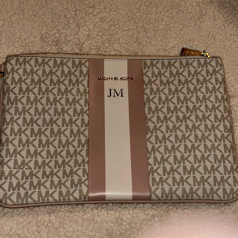 Michael Kors Logo Stripe Zip Pouch